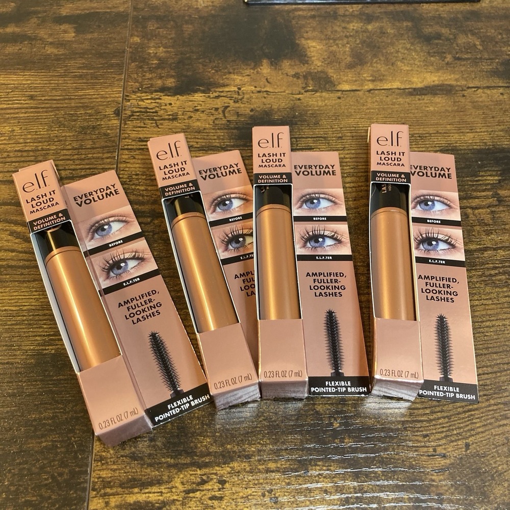 4 Pack e.l.f. Lash It Loud Mascara Black 81580 Volume Definition Flexible‎ Brush